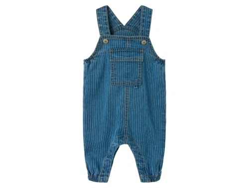Blå denim smækbukser med hvide striber og trykknapper 13240579 medium blue denim